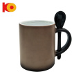 Fashion customized Printed Ceramic Color Changing Cup With Spoon